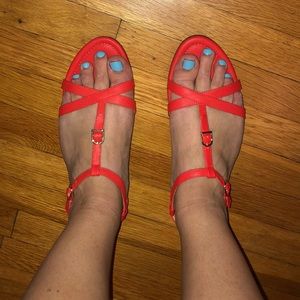 JCrew bright orange sandals